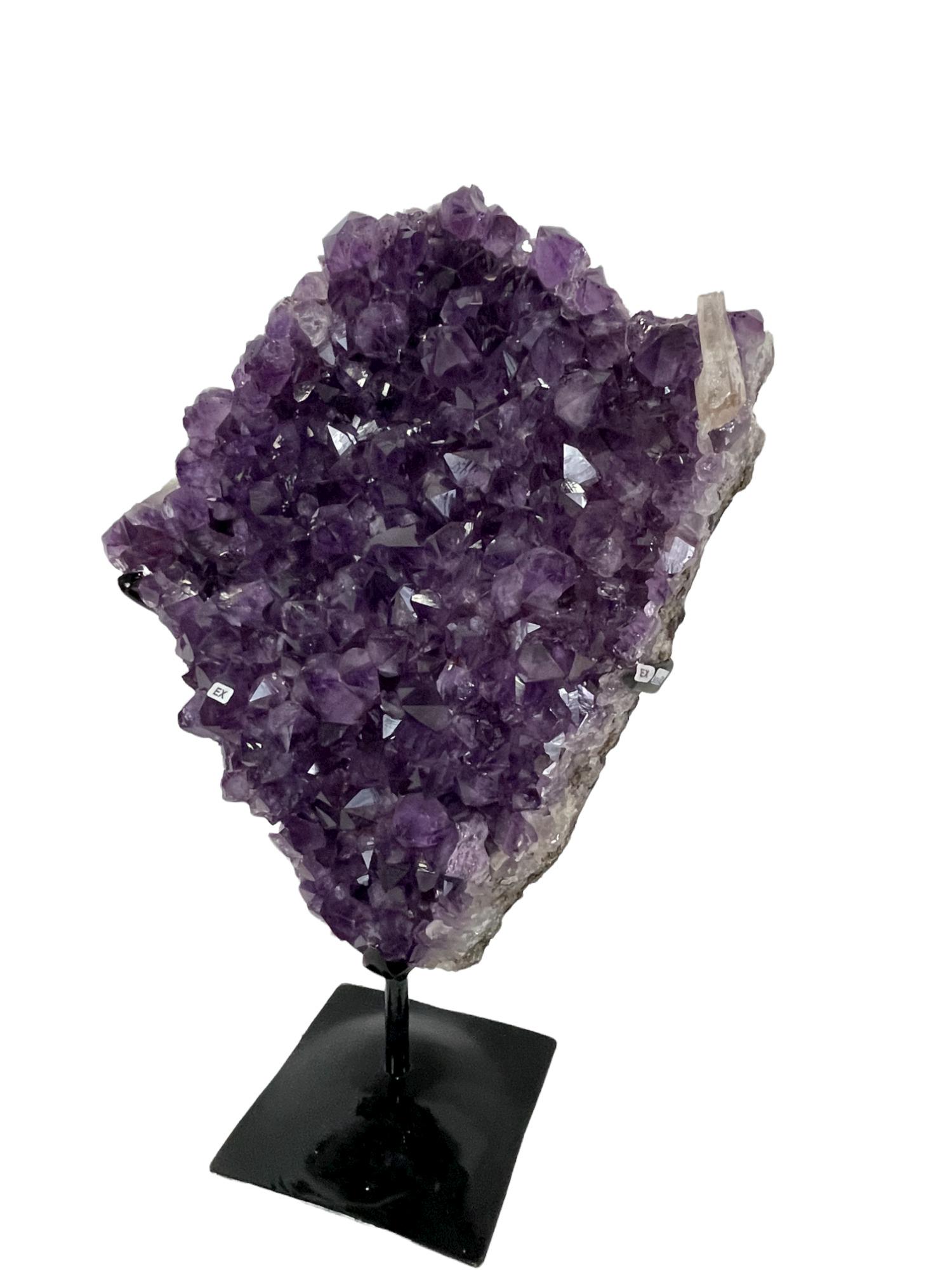 AMETHYST CLUSTER WITH QUARTZ ON STAND (1 of 3)