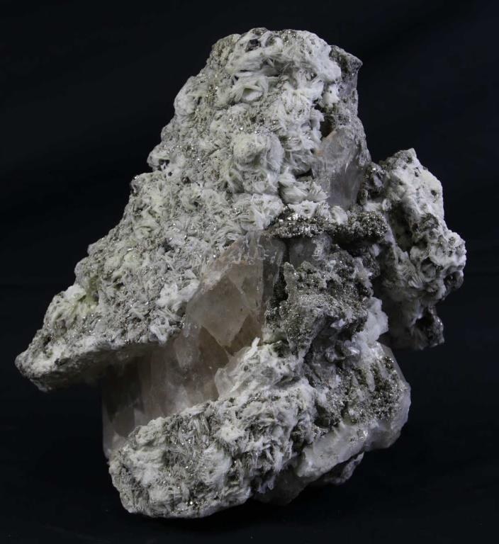 HUGE ALBITE, QUARTZ & MARCASITE SPECIMEN: HUGE ALBITE, QUARTZ & MARCASITE SPECIMEN - DD14 64.2LBS Height: 12 in. by Width: 15 in. by Depth: 14