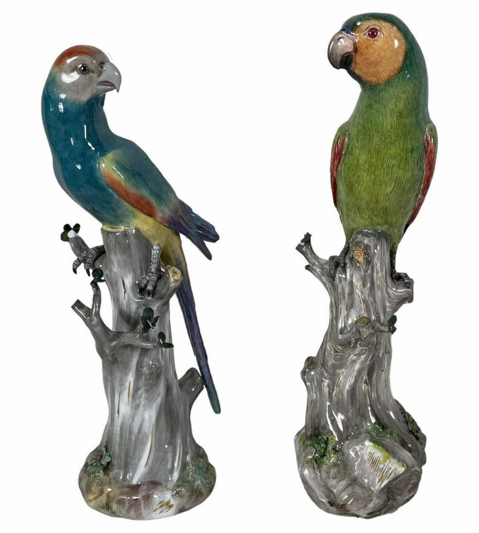 TWO MEISSEN PORCELAIN PARROTS (1 of 7)