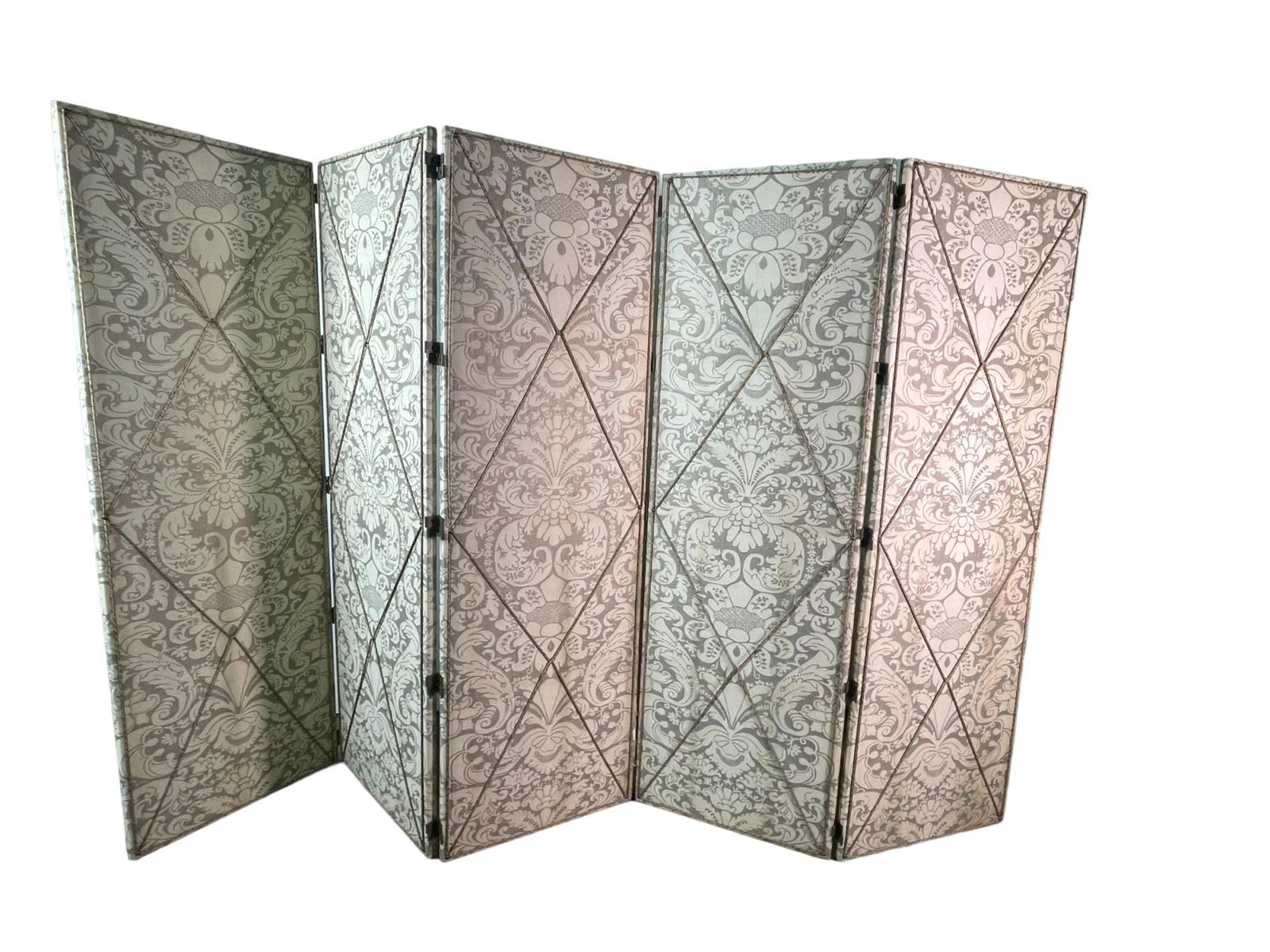 1940's FORTUNY FABRIC FIVE PANEL SCREEN (1 of 6)