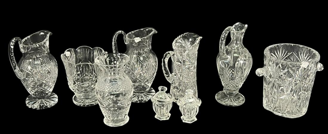 MIXED LOT OF NINE CRYSTAL SERVING PIECES (1 of 9)