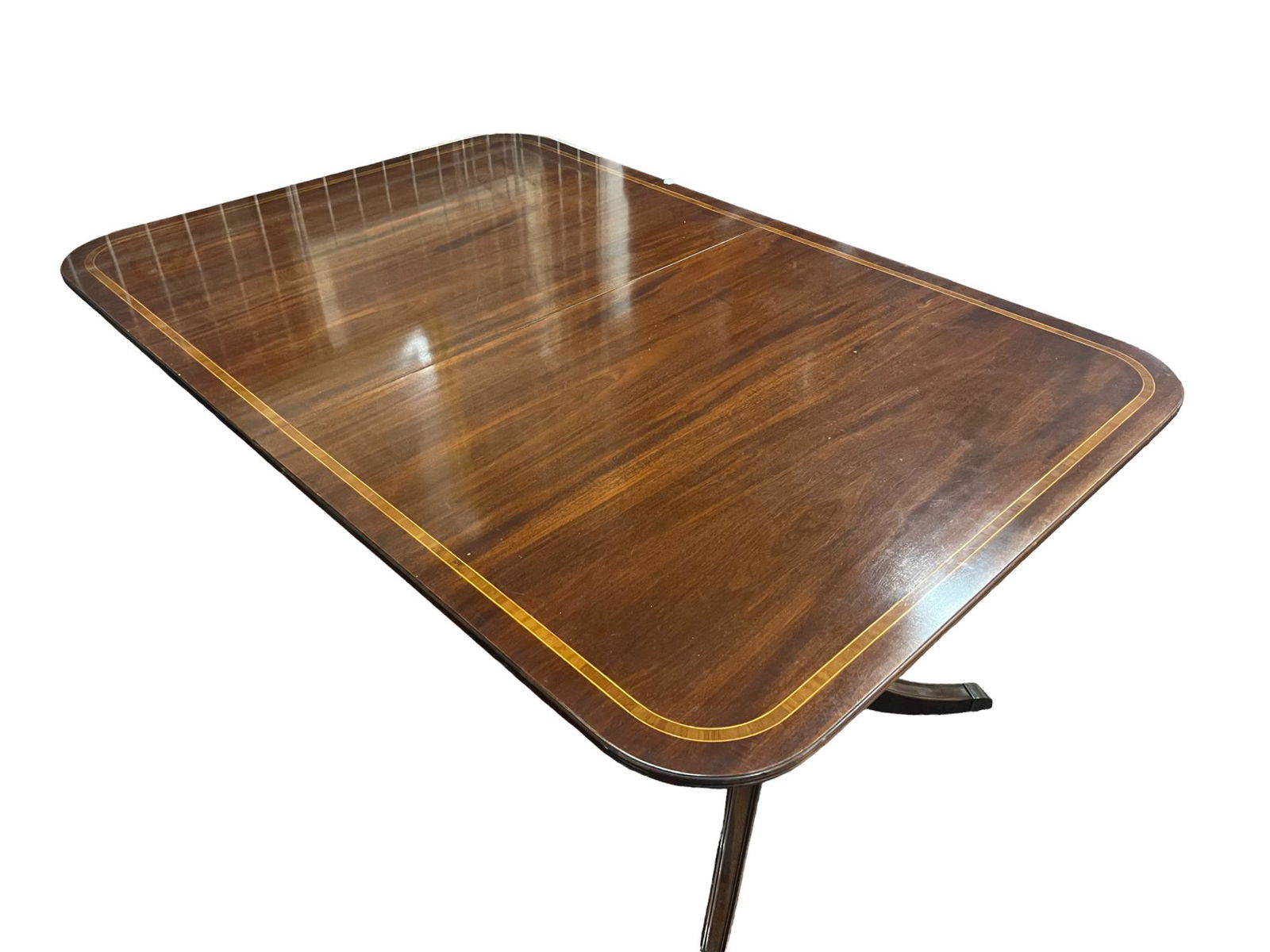 19TH C TWIN PEDESTAL ENGLISH MAHOGANY DINING TABLE (1 of 4)