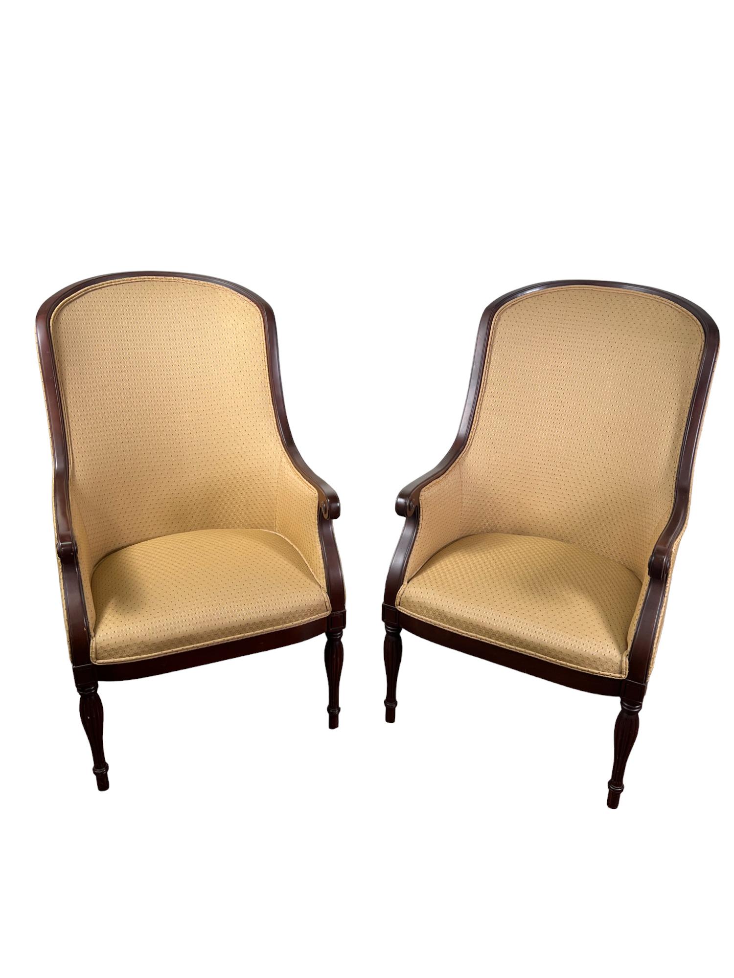 PAIR OF EUROPEAN LOUNGE CHAIRS: PAIR OF EUROPEAN LOUNGE CHAIRS Height: 43.25 in. by Width: 24 in. by Depth: 30
