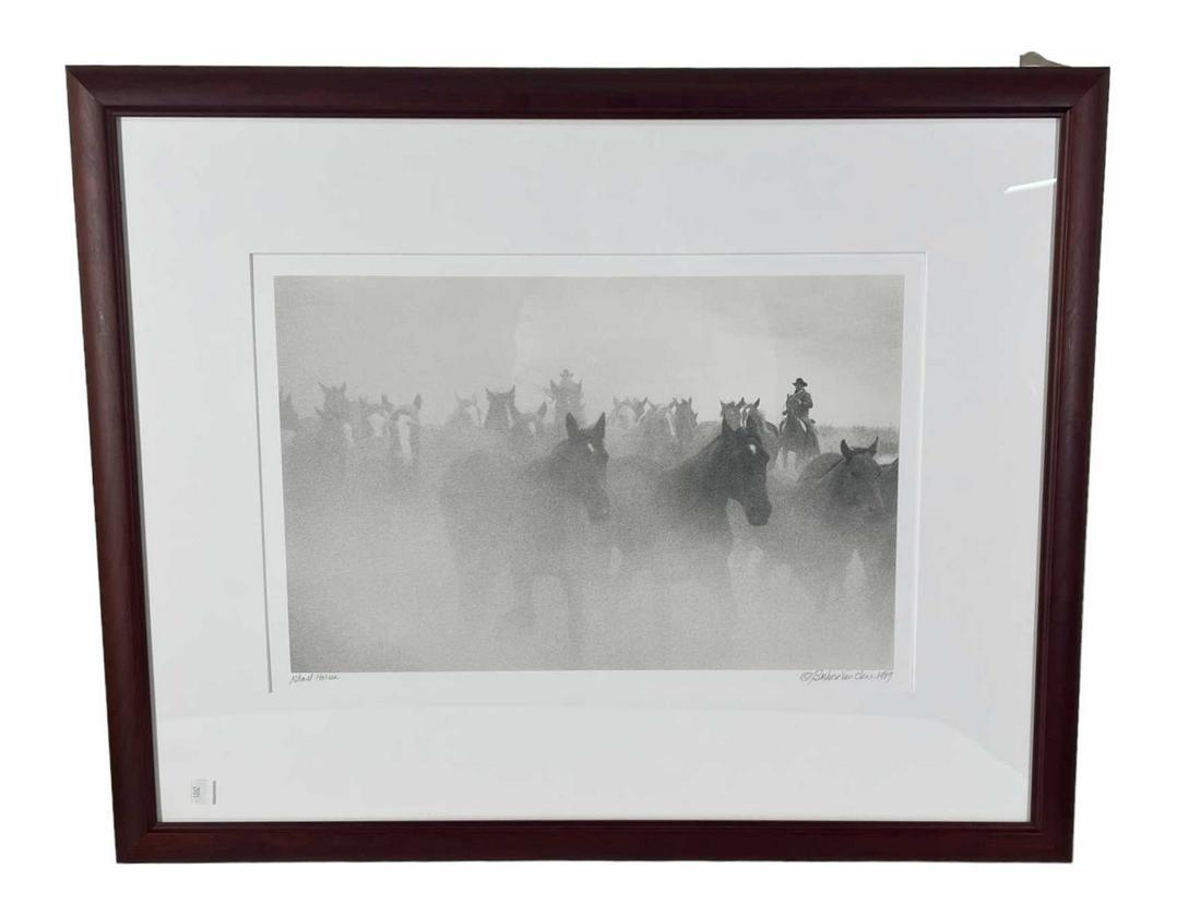 BARBARA VAN CLEVE GHOST HORSES SIGNED PHOTOGRAPH: BARBARA VAN CLEVE GHOST HORSES SIGNED PHOTOGRAPH. Height: 25 in. by Width: 30.5