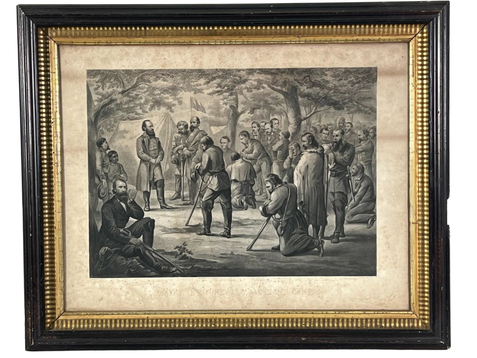 PRAYER IN STONEWALL JACKSON CAMP: PRAYER IN STONEWALL JACKSON CAMP Height: 21.5 in. by Width: 26.5 in. by Depth: 2