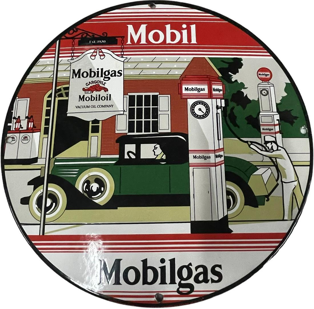 11.5 IN MOBIL GAS SIGN: 11.5 IN MOBIL GAS SIGN Height: 11.5