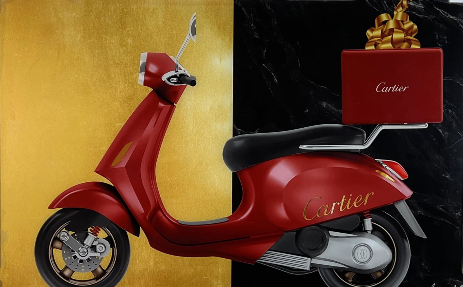 CARTIER REVERSE PAINTED GLASS SCOOTER (1 of 2)