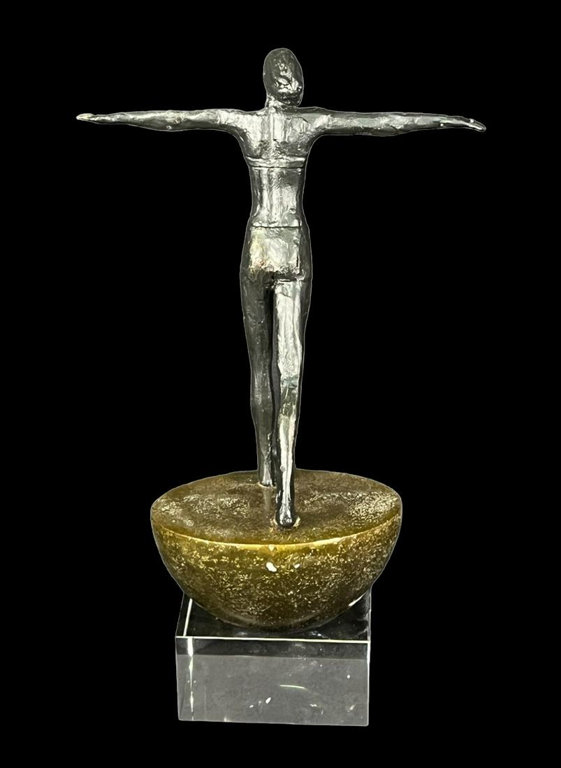 WOMAN FINDING BALANCE BRONZE ON LUCITE (1 of 5)