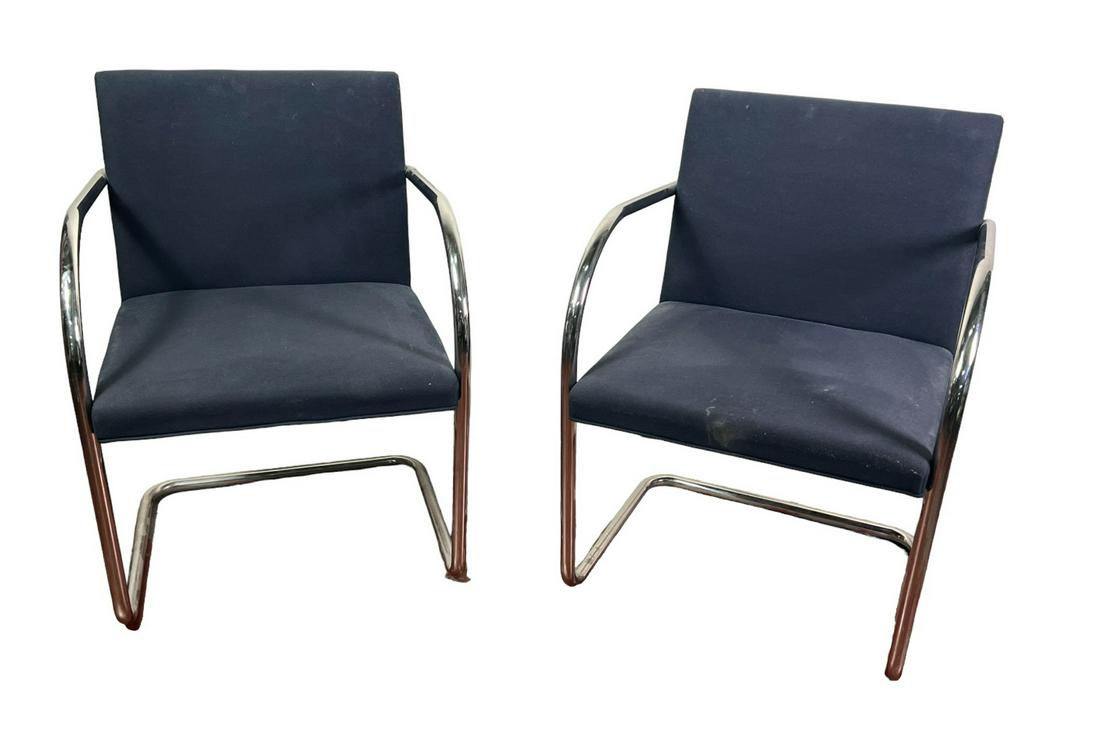 PAIR KNOLL BRNO TUBULAR ARMCHAIRS (1 of 3)