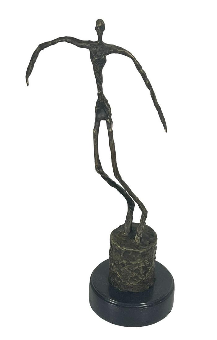 ALBERT GIACOMETTI FIGURE SCULPTURE: ALBERT GIACOMETTI FIGURE SCULPTURE. Height: 17 in. by Width: 8 in. by Depth: 5 IN.
