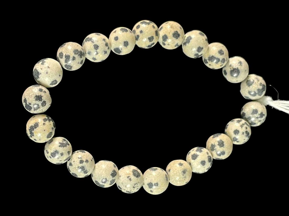 DALMATION JASPER 8MM BEAD BRACELET: DALMATION JASPER 8MM BEAD BRACELET.