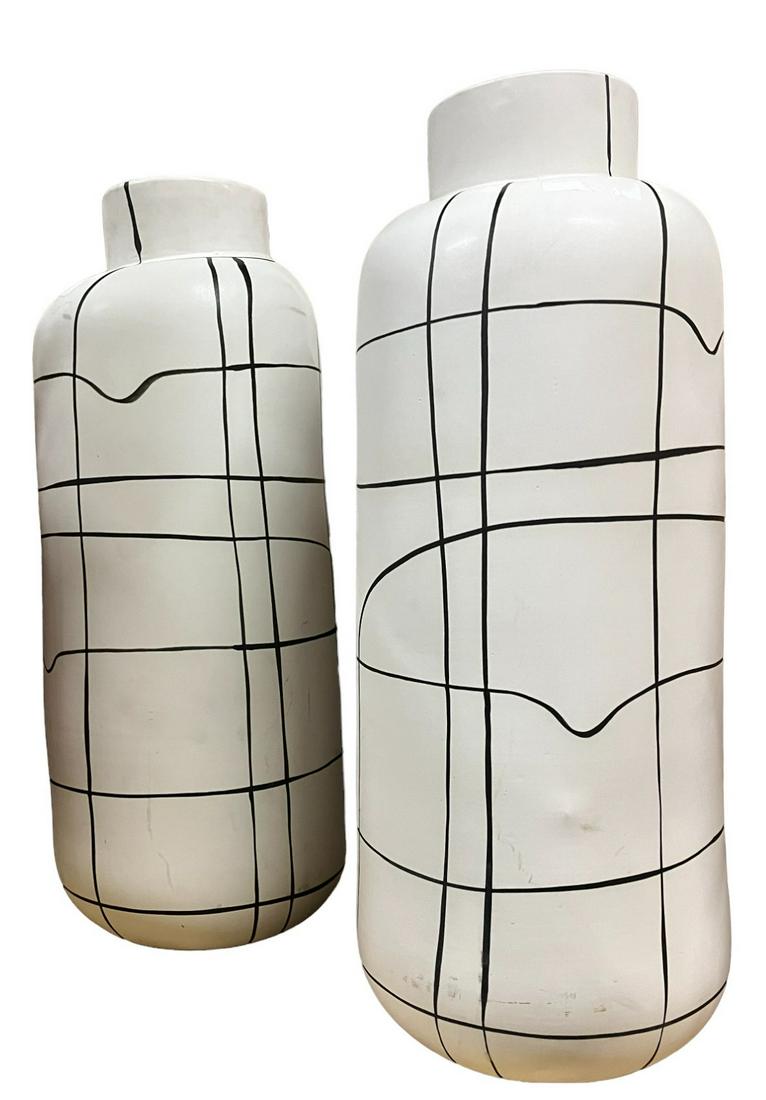 PAIR OF TALL MODERN CERAMIC VASES (1 of 3)