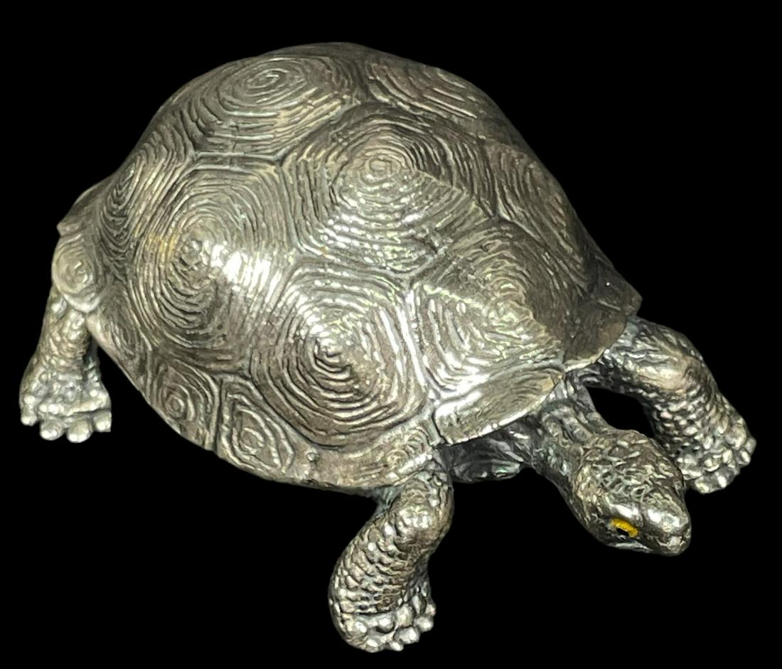 STERLING SILVER BUCCELLATI TURTLE 87.36 GRAMS: STERLING SILVER BUCCELLATI TURTLE 87.36 GRAMS Height: 1.25 in. by Width: 6.25 in. by Depth: 1.5 in.