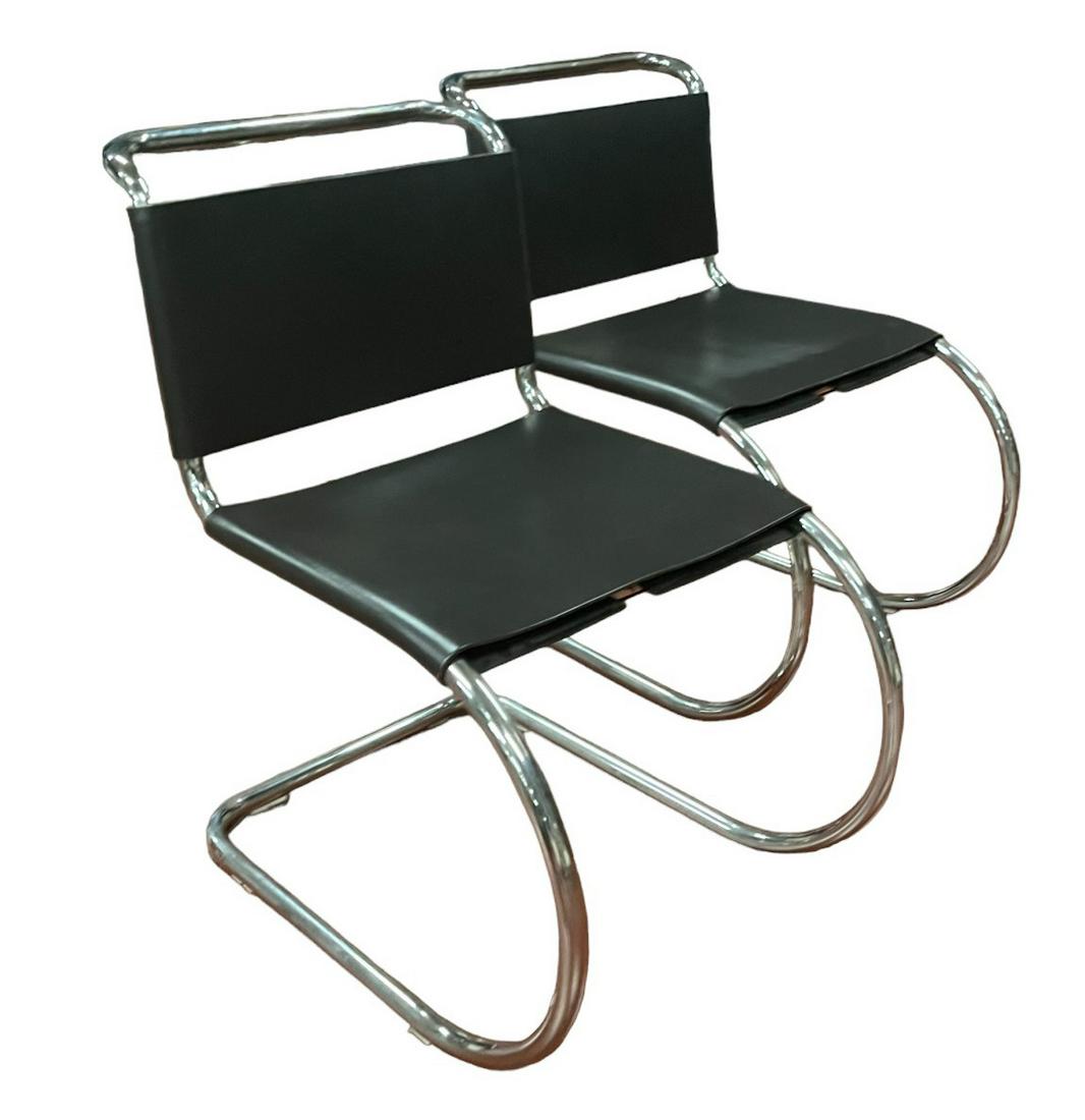 PAIR OF MIES MR 10 CHAIRS BY KNOLL: PAIR OF MIES MR 10 CHAIRS BY KNOLL. Height: 31.25 in. by Width: 18.5 in. by Depth: 27