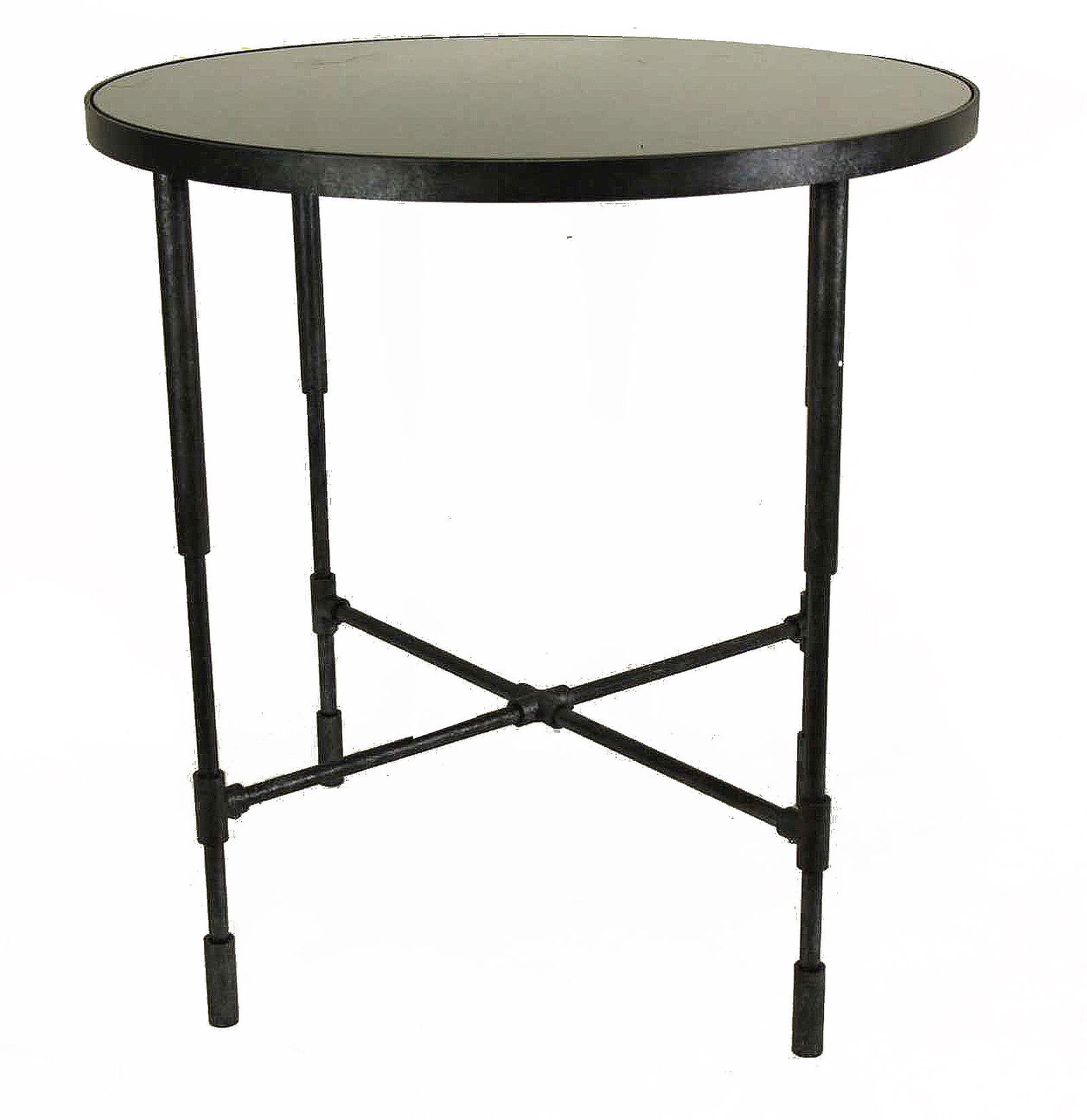 SMOKED GLASS TOP IRON BASE SIDE TABLE (1 of 4)