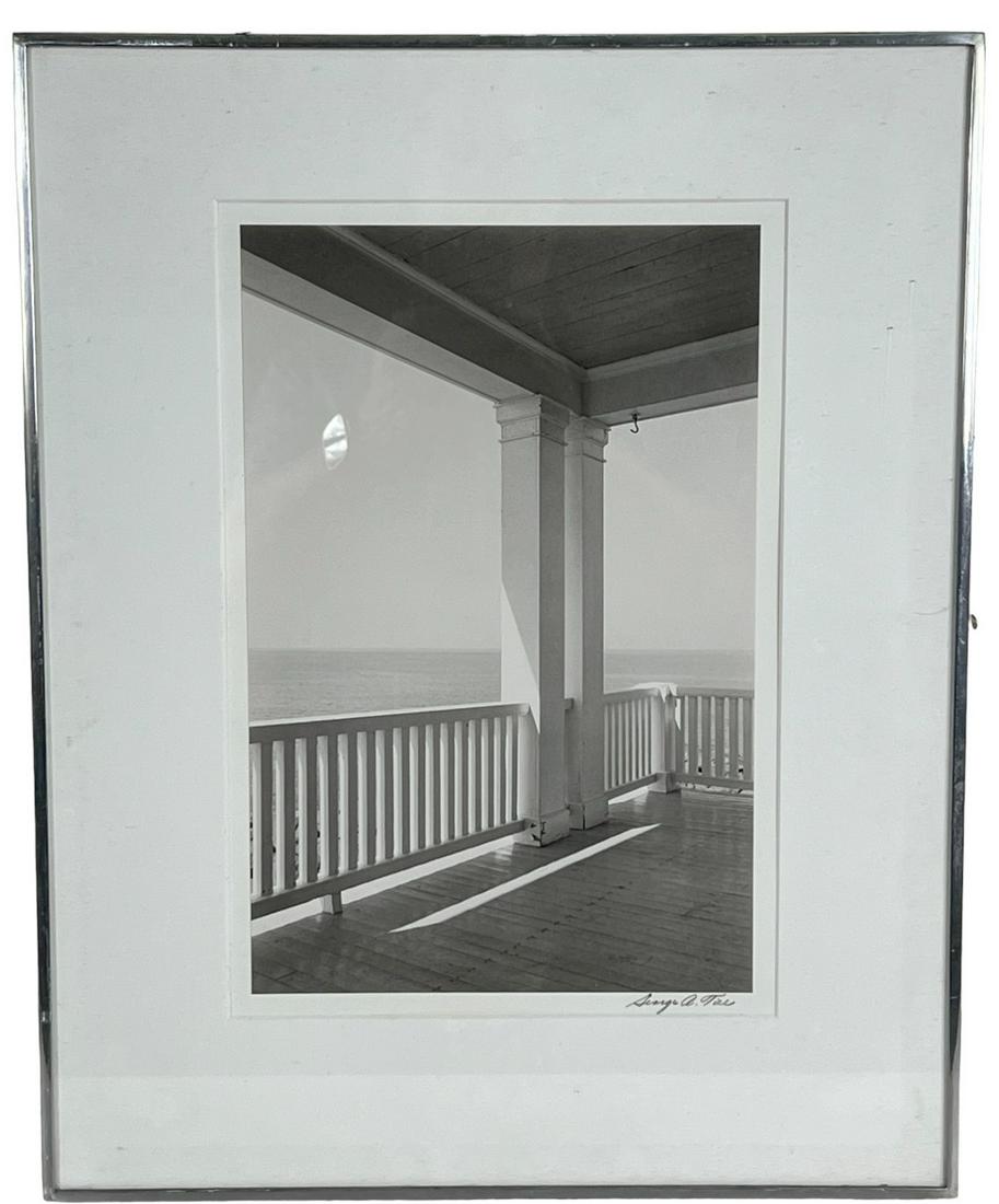 SIGNED GEORGE A TICE PORCHVIEW OF SEASIDE: GEORGE A TICE PORCHVIEW OF SEASIDE GELATIN SILVER PRINT. Image size 13"h x 9"w. Height: 20.25 in. by Width: 16.25 in. by Depth: 1.5 in.