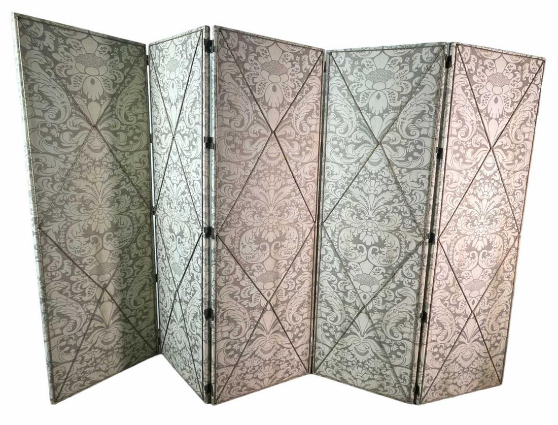 1940's FORTUNY FABRIC FIVE PANEL SCREEN (1 of 6)