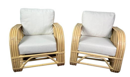 PAIR OF PAUL FRANKL STYLE PRETZEL ARMCHAIRS: PAIR OF PAUL FRANKL STYLE PRETZEL ARMCHAIRS. Height: 31.5 in. by Width: 27.5 in. by Depth: 31 in.