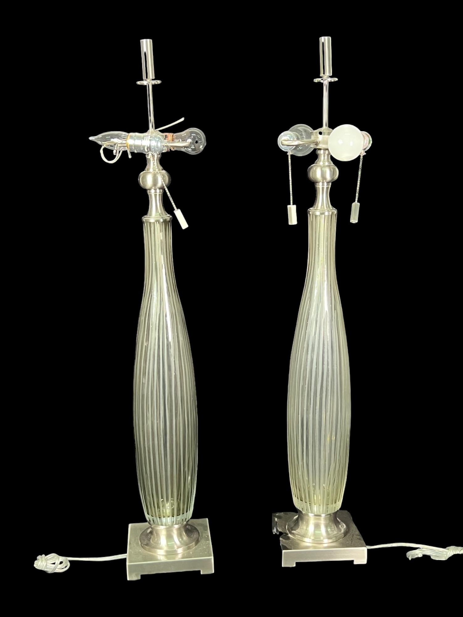 PAIR OF TALL VENINI STYLE ART GLASS TABLE LAMPS (1 of 4)