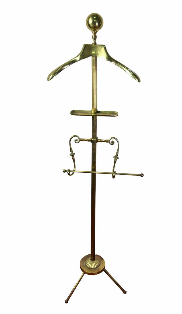 ANTIQUE BRASS VALET STAND OR SILENT BUTLER (1 of 2)