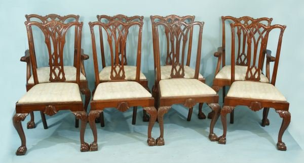 19th CENTURY CENTENNIAL DINING CHAIRS, CIRCA 1876: SET OF EIGHT 19th CENTURY CENTENNIAL DINING CHAIRS. CIRCA 1876. SIX SIDE AND 2 ARMCHAIRS. Height: 40 in. by Width: 20 in. by Depth: 25 in.