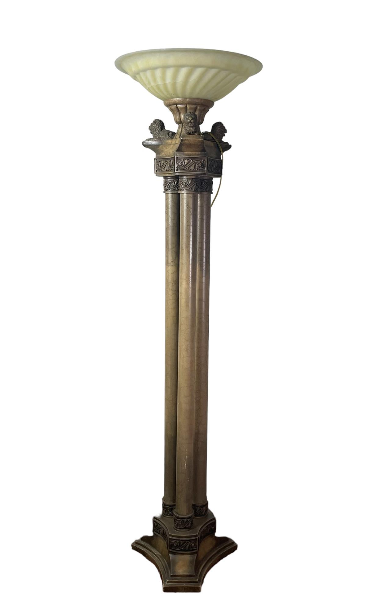 NEOCLASSICAL 3 PILLAR TORCHIERE FLOOR LAMP (1 of 3)