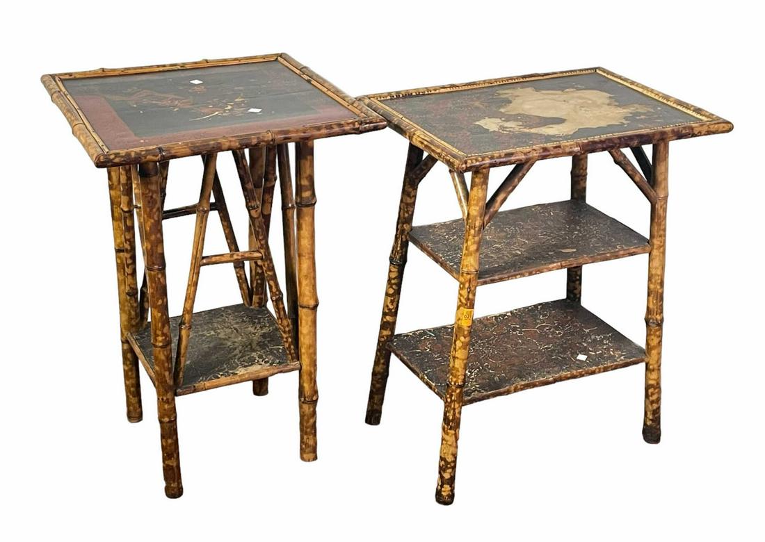 2 ANTIQUE BAMBOO SIDE TABLES AS IS (1 of 6)