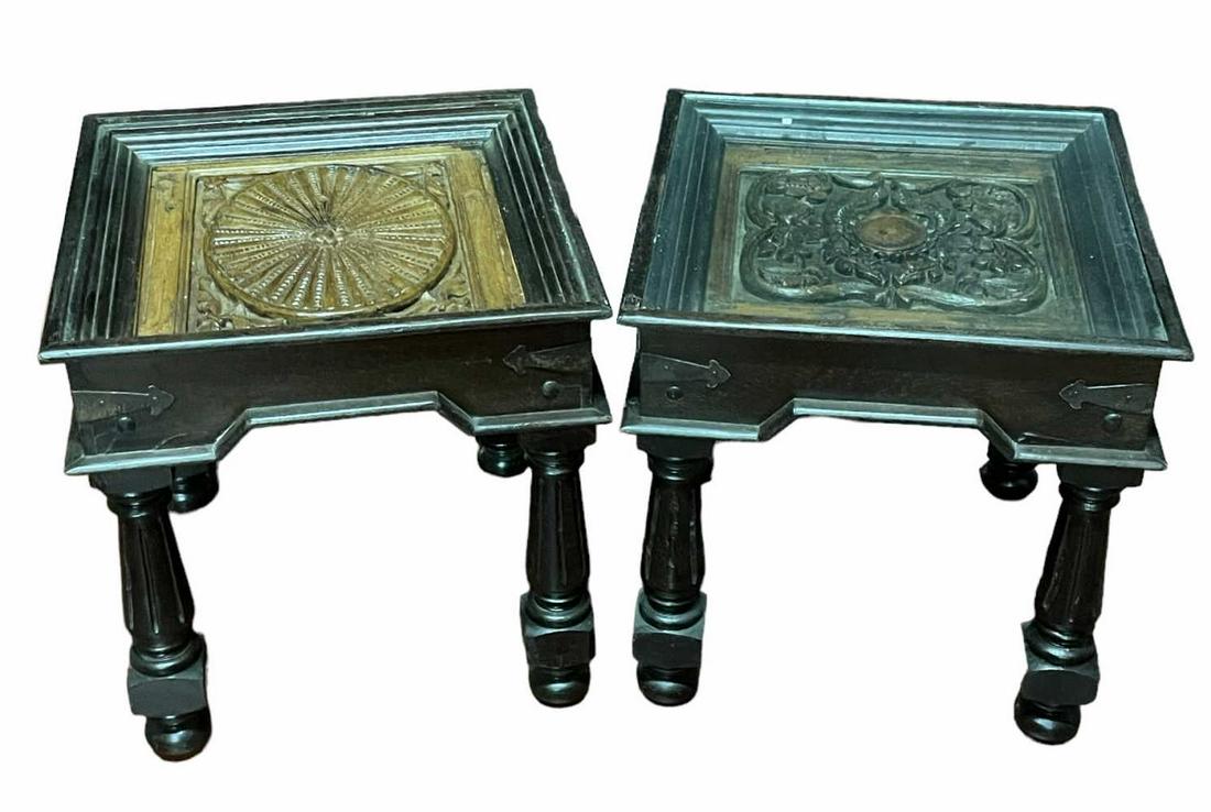 2 CARVED WOOD SIDE TABLES (1 of 4)