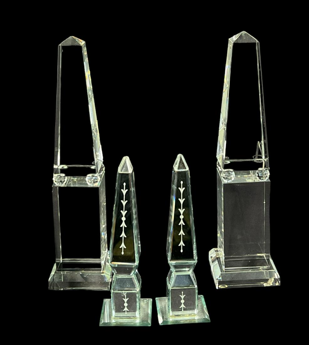 2 GLASS-CRYSTAL AND 2 MIRROR OBELISKS (1 of 3)