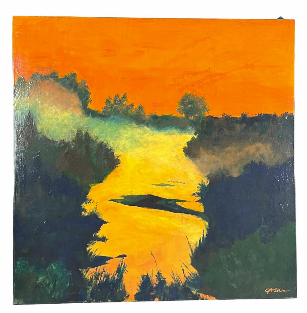 JIM ELLIS ABSTRACT ACRYLIC ON CANVAS PAINTING: JIM ELLIS ABSTRACT ACRYLIC ON CANVAS PAINTING. Height: 36 in. by Width: 36