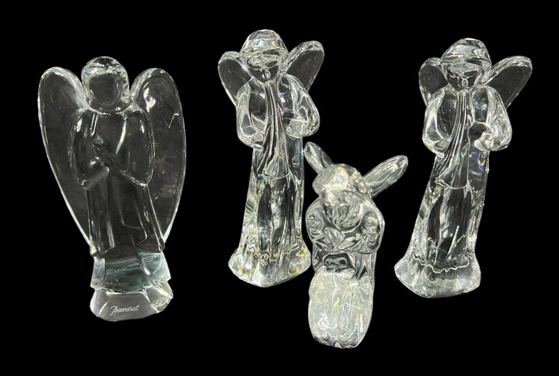 4 BACCARAT CRYSTAL ANGEL FIGURINES: 4 BACCARAT CRYSTAL ANGEL FIGURINES