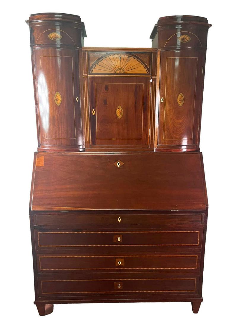 CIRCA 1820's BIEDERMEIER MAHOGANY INLAID SECRETARY (1 of 5)