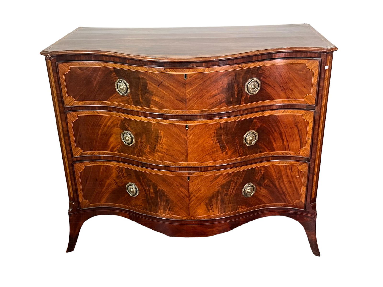 EXQUISITE 18th GEORGIAN MAHOGANY INLAID CHEST OF DRAWERS (1 of 8)