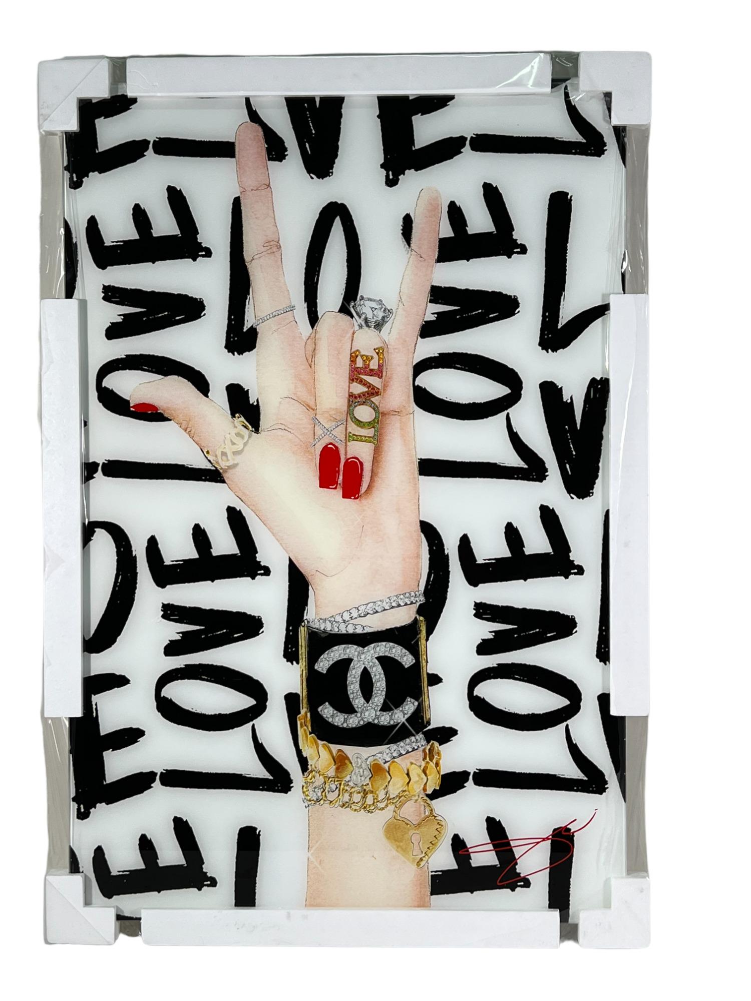 UNFRAMED PAINTING ON GLASS CHANEL LOVE (1 of 3)