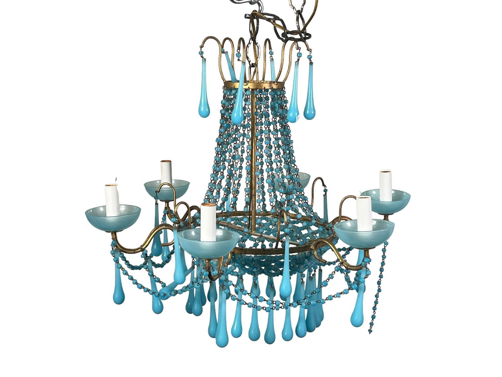 VINTAGE 1990'S ITALIAN AQUA BLUE DRIP CHANDELIER (1 of 5)