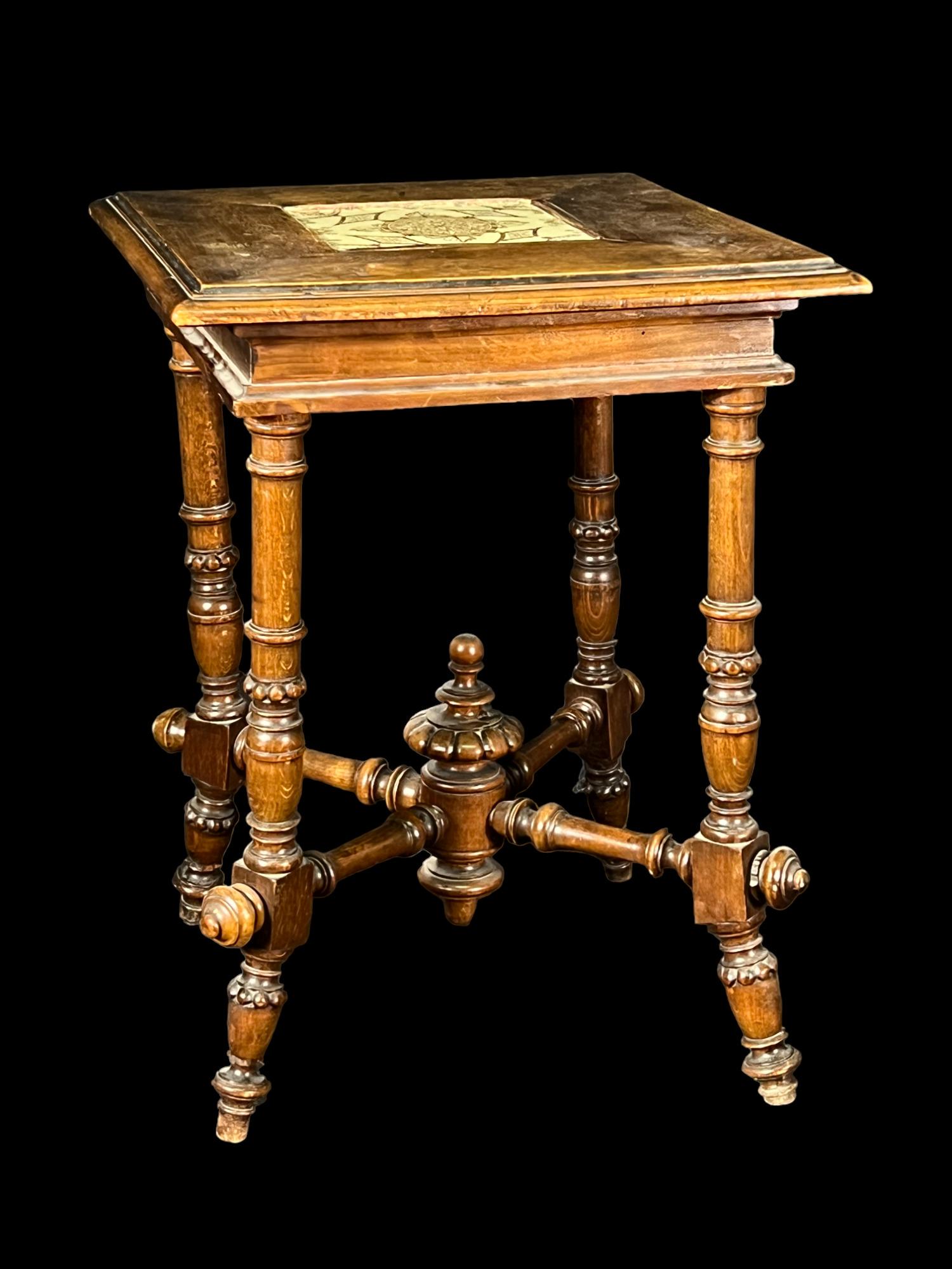 19th CENTURY MAHOGANY SIDE TABLE WITH TILE INLAY (1 of 3)