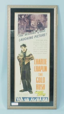 CHARLIE CHAPLIN "THE GOLD RUSH" MOVIE POSTER: CHARLIE CHAPLIN "THE GOLD RUSH" MOVIE POSTER. Height: 42 in. by Width 20 in.