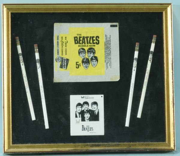 BEATLES BUBBLE GUM WRAPER, PENCILS, AND PUZZLE: BEATLES BUBBLE GUM WRAPER, PENCILS, AND PUZZLE
