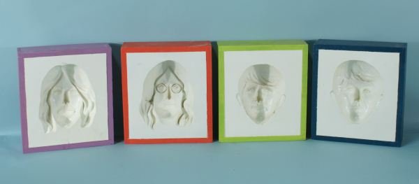 DAVID ADICKES "JOHN, PAUL, RINGO, GEORGE" MOLDS: DAVID ADICKES "THE BEATLES, JOHN, PAUL, RINGO, GEORGE" PLASTER BUST MOLDS.