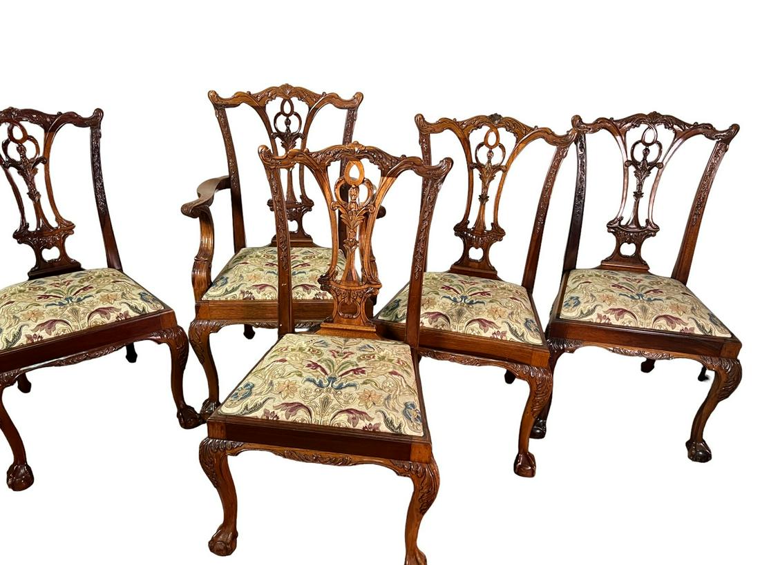 SET OF EIGHT ENGLISH CHIPPENDALE CHAIRS (1 of 4)