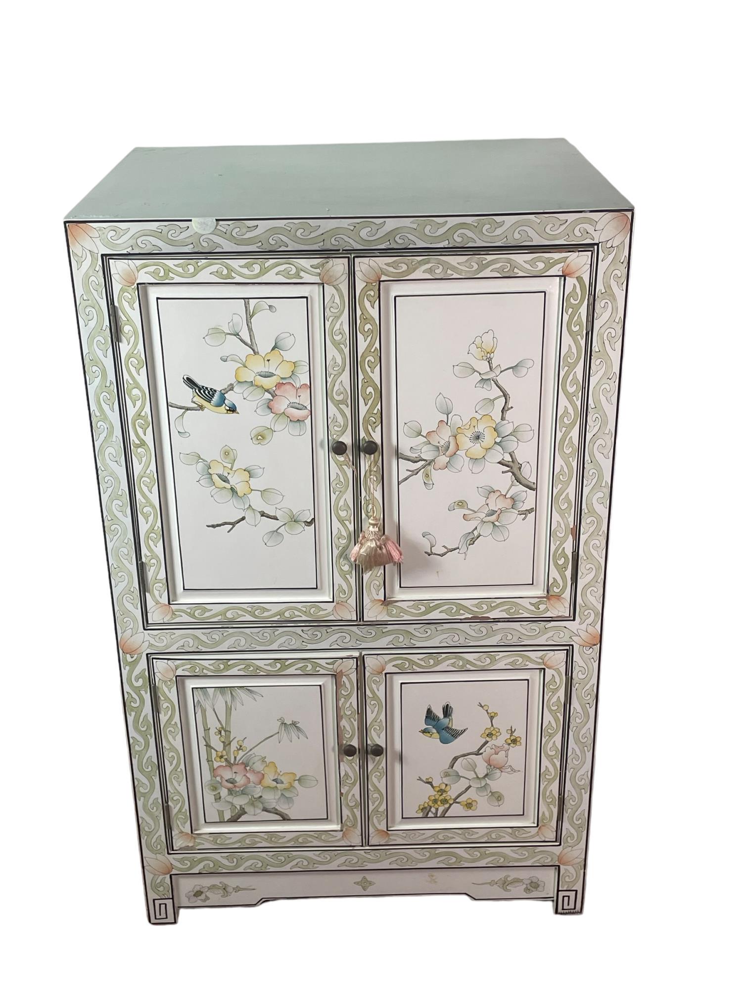 ORIENTAL STYLE HAND PAINTED STORAGE CABINET (1 of 5)