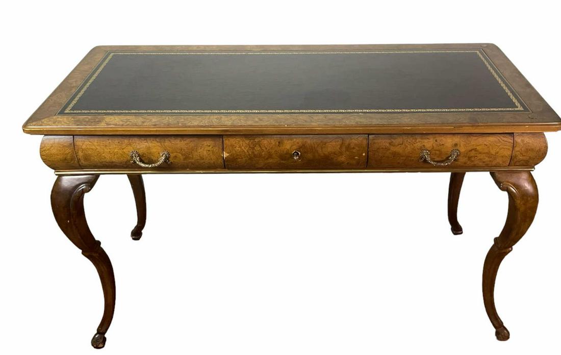 FRENCH WRITING DESK WITH LEATHER TOP AND DRAWERS (1 of 3)