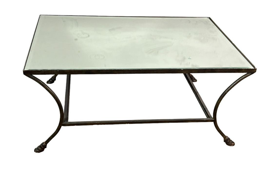 WROUGHT IRON MIRRORED TOP COFFEE TABLE (1 of 3)