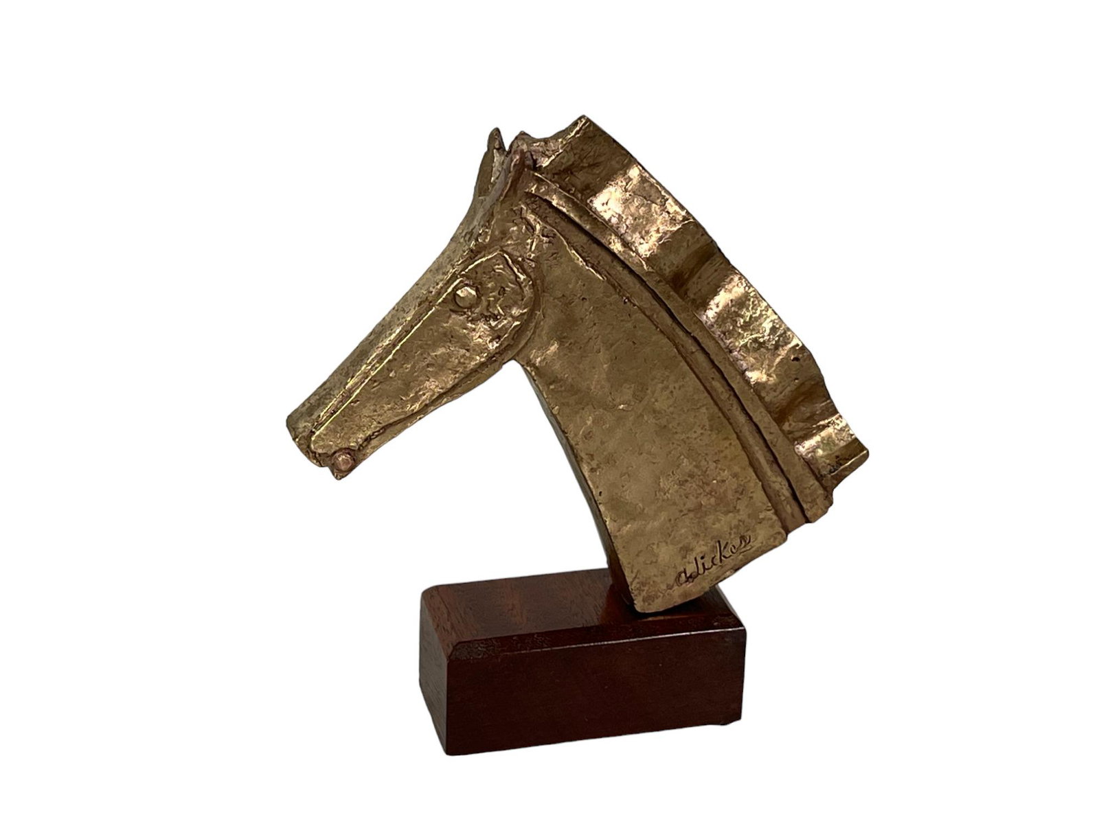 SIGNED DAVID ADICKES EQUESTRIAN BRONZE HORSE BUST (1 of 3)