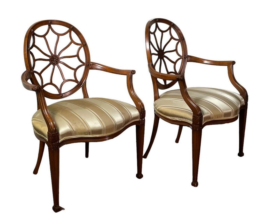 PAIR OF WEB BACK OPEN ARM CHAIRS (1 of 4)