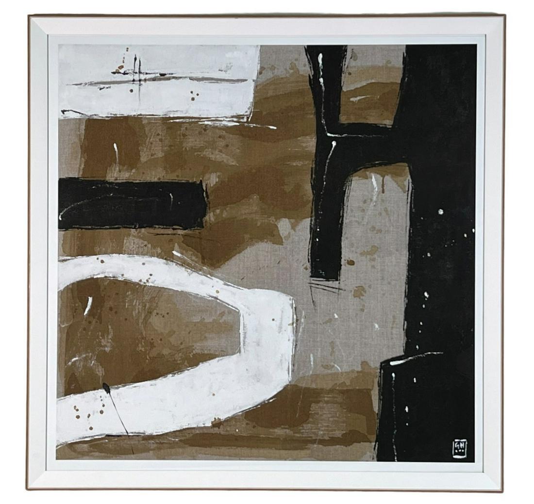 "UMBER CONNECTION" PRINT ON LINEN: "UMBER CONNECTION" PRINT ON LINEN. Height: 38 in. by Width: 38 in.