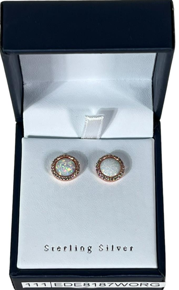 ROUND CZ OPAL STUD EARRINGS: ROUND CZ OPAL STUD EARRINGS