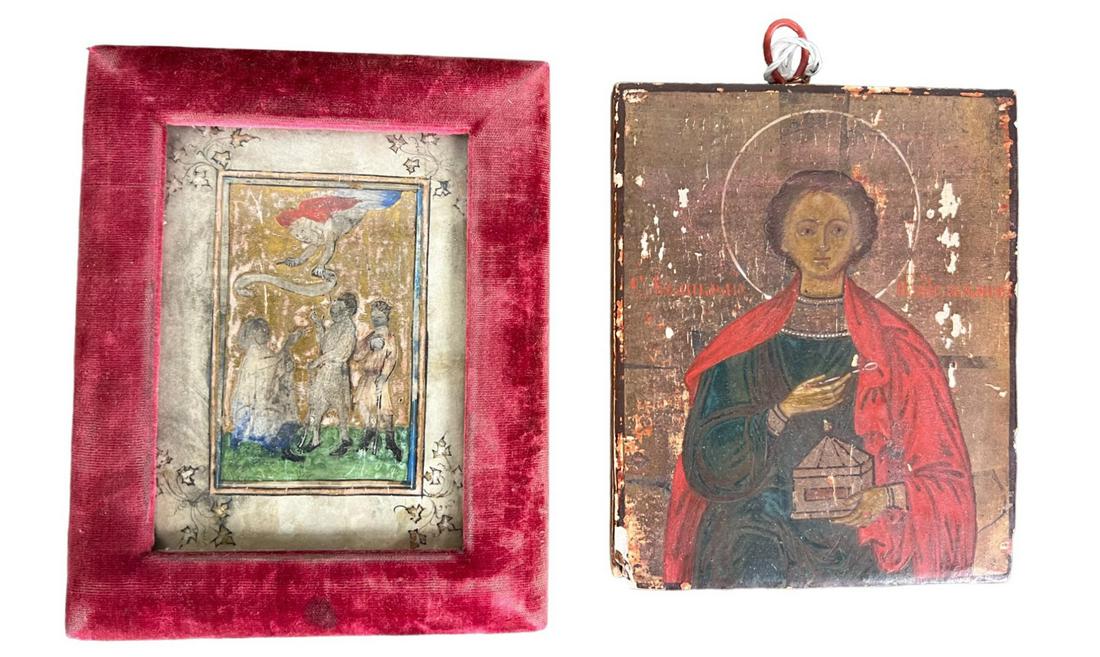 MIXED LOT OF A  RELIGIOUS ICON AND RETABLO (1 of 4)