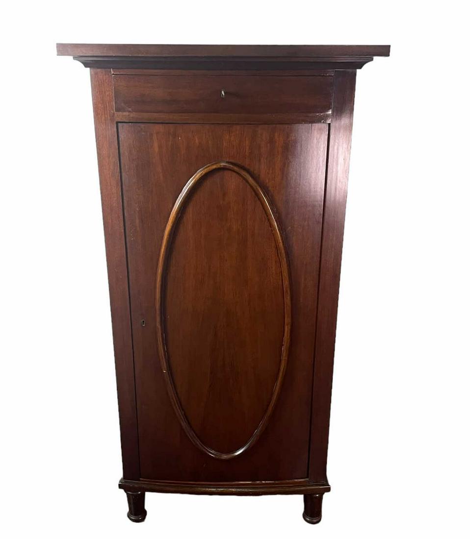 ANTIQUE BIEDERMEIER MAHOGANY SINGLE DOOR WARDROBE (1 of 4)