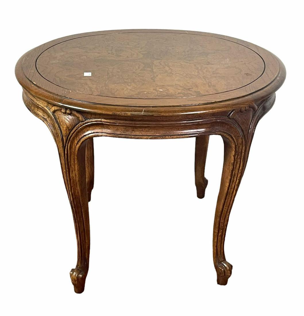 20th CENTURY OVAL SIDE TABLE WITH BURLED TOP (1 of 3)